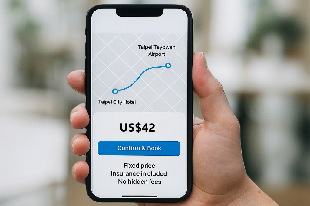 Booking confirmation for a fixed price ride shown on a smartphone